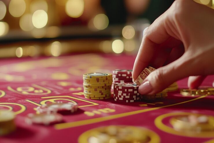 Live casino table with professional dealer and game interface